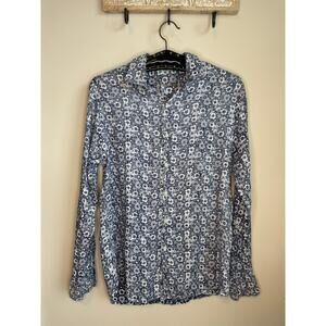 Tasso Elba Men's Navy Combo Afara Floral Long Sleeve Shirt sz S